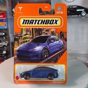 Matchbox Tesla Model Y Blue 3/100 Die-Cast Car NIP